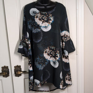 Bryan Walker Tunic Dress Oversized Flowy Abstract Floral Small